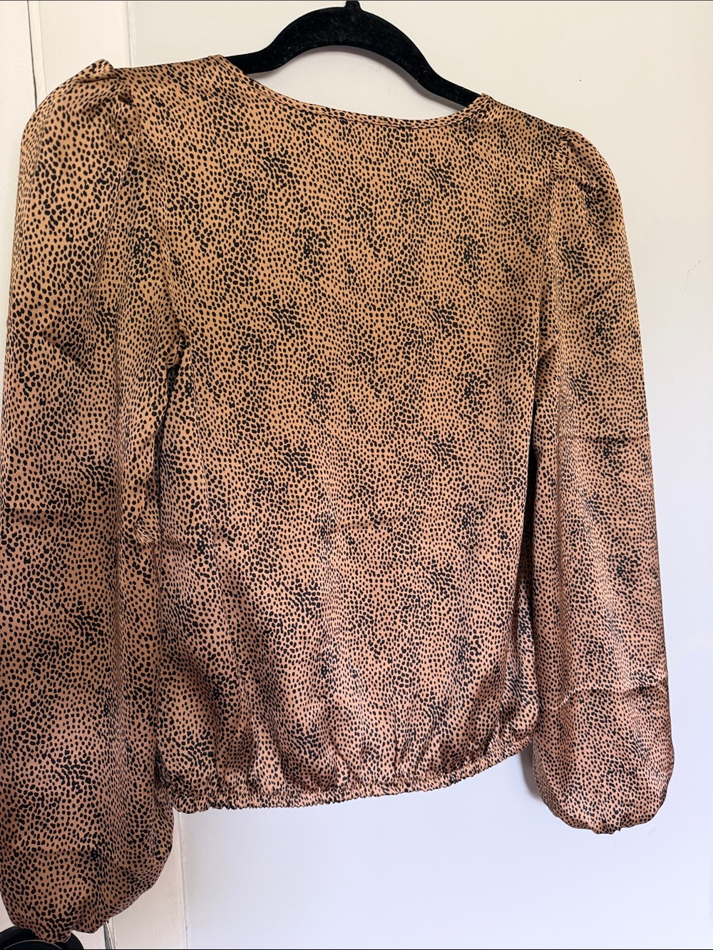 Sincerely Jules Tan and Black Leopard-Print Wrap Blouse - Picture 3 of 3